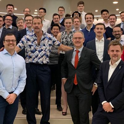 A group of Movember fundraisers in the workplace.