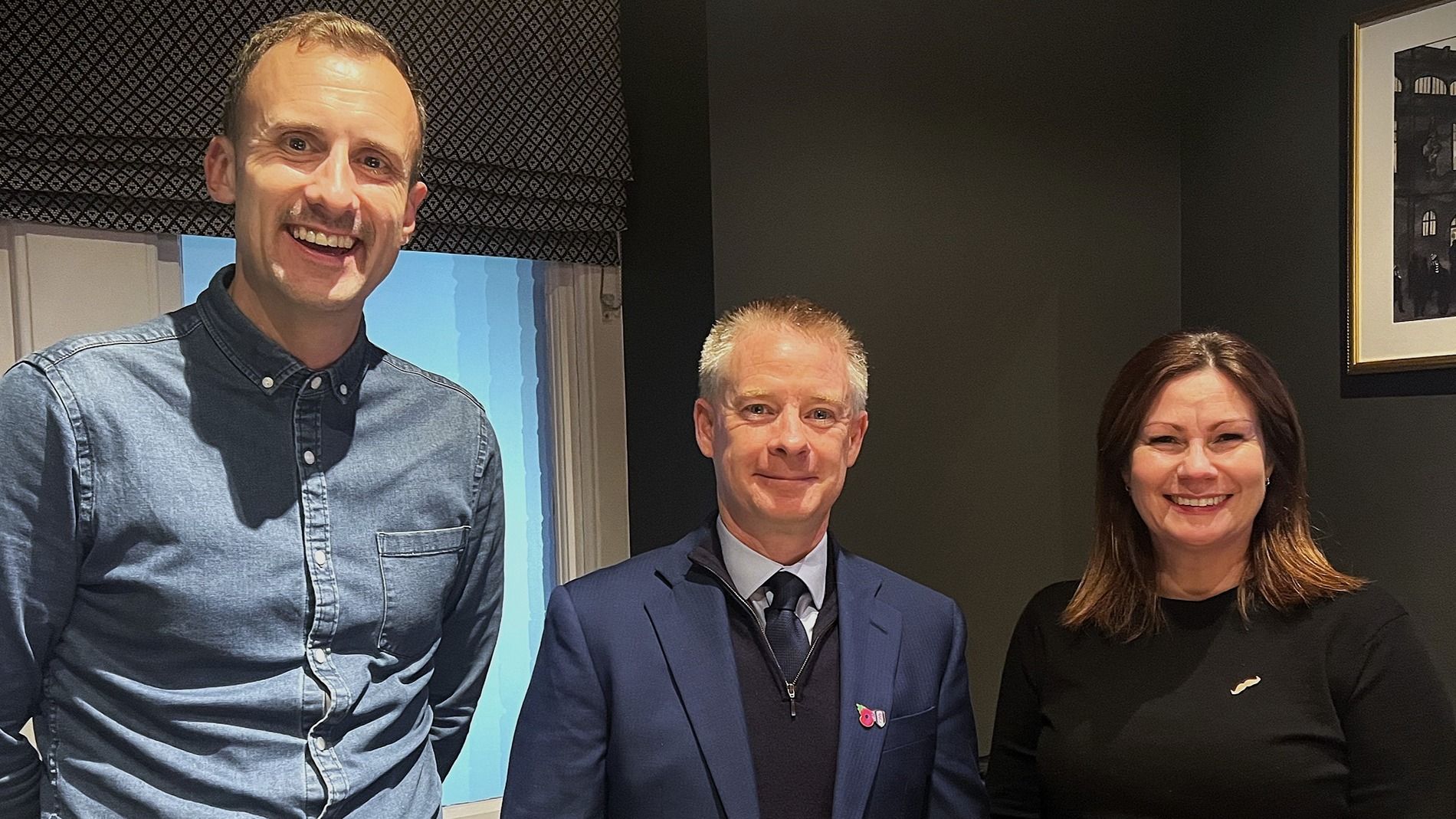 Tracy Herd and Paul Williams, from Movember, with Mike McSweeney, Fulham FC Foundation CEO